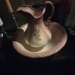 Pink Ironstone Ceramic Pitcher 