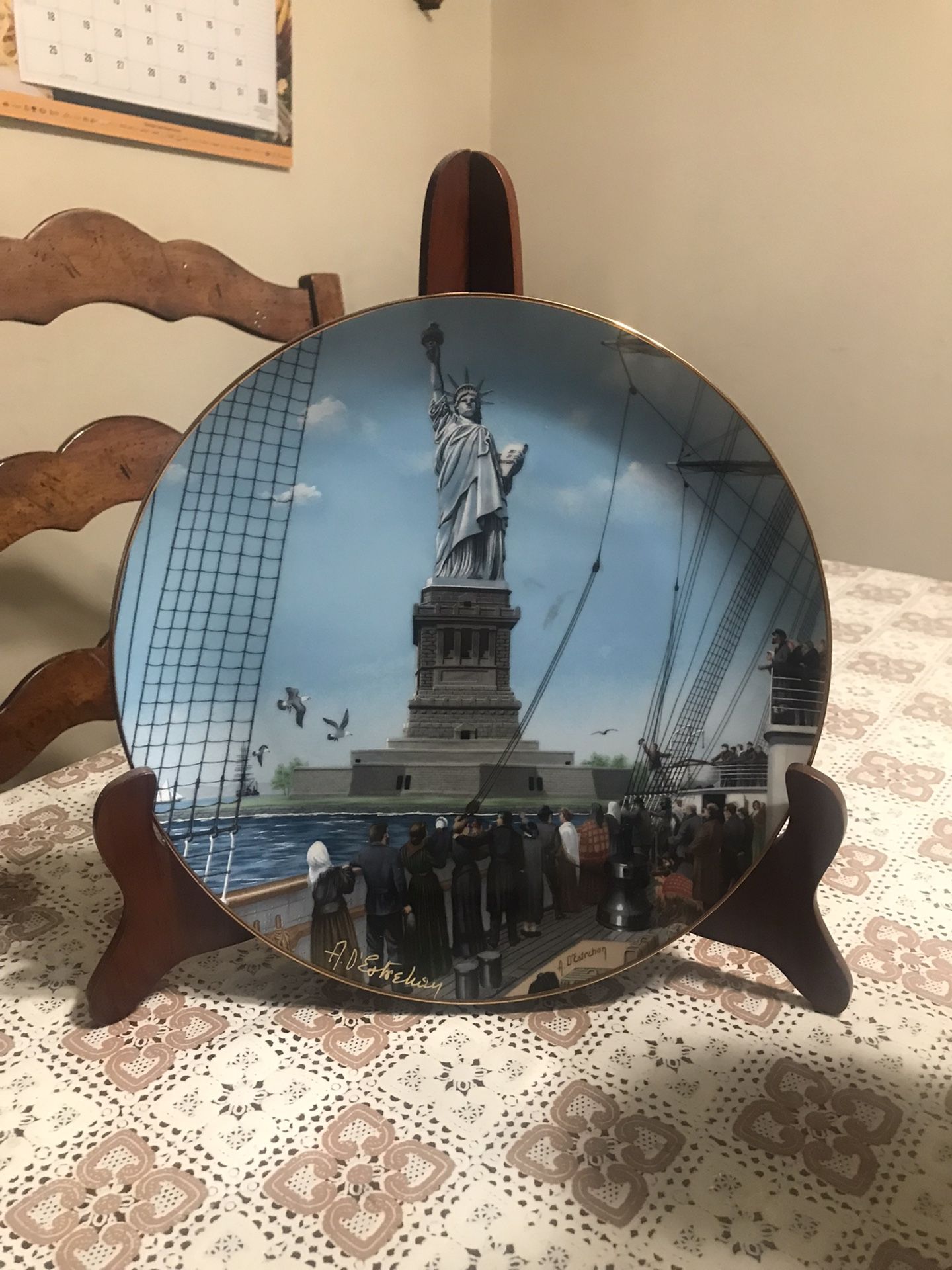 80s THE IMMIGRANTS Statue of Liberty PLATE Collectible