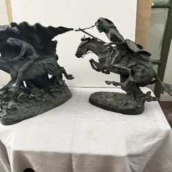 Frederick Remington bronze statues horse thief and Cheyenne