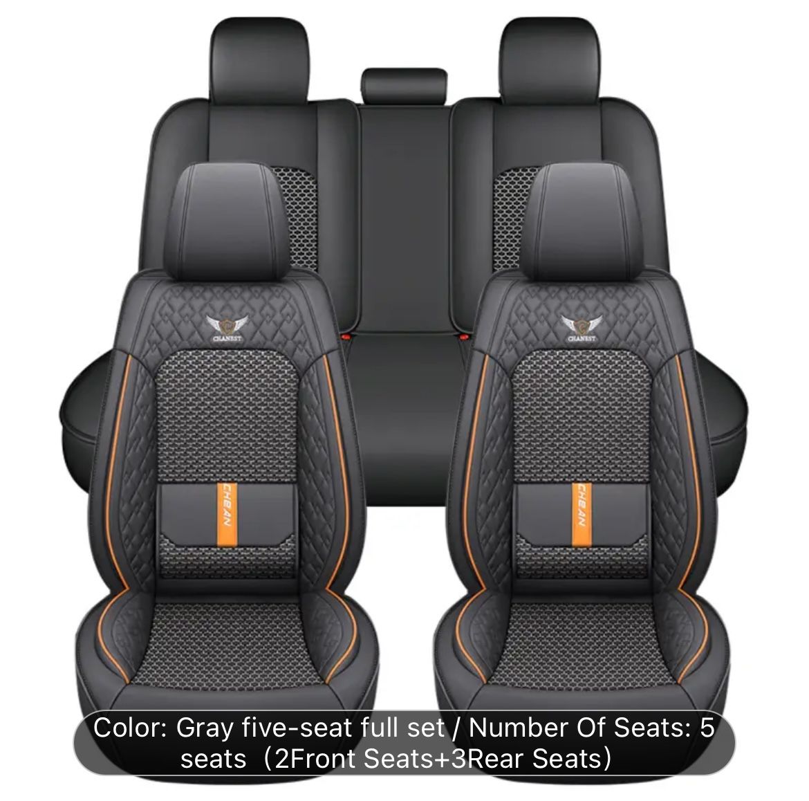 Universal Fit Faux Leather Car Seat Covers, Full Set for 5 Seats