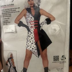 Sexy Cruella Deville Halloween Costume Size Large