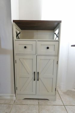 Farmhouse White Storage Cabinet - Very Good, Kitchen/Laundry/Living Room