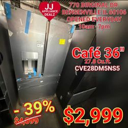 ❄️New Café 36" 27.8 Cu.Ft. French Door Smart Refrigerator CVE28DM5NS5