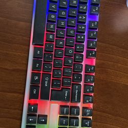 GX-90 Wired Gaming Keyboard with RGB Illuminated Base - Black and White Base
