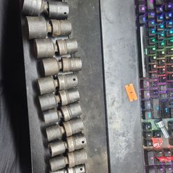 Snap On 14pc 1/2 Drive Shallow Swivel Socket Lot