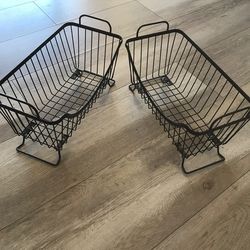 2 Brown Storage Baskets 2 Small Free Baskets