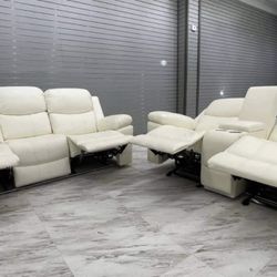White Recliner Set Sofa And Loveseat 