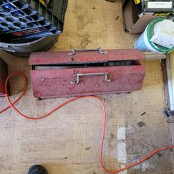 Two Vintage Red Tool Boxes With Tools