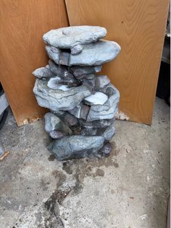 22” tall outdoor 3 tier resin rock waterfall fountain with LED lights