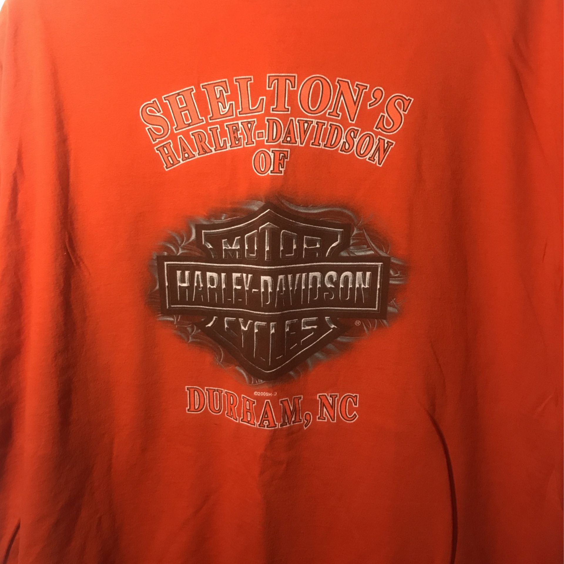 Harley Davidson orange pocket T-shirt Durham North Carolina size 2X