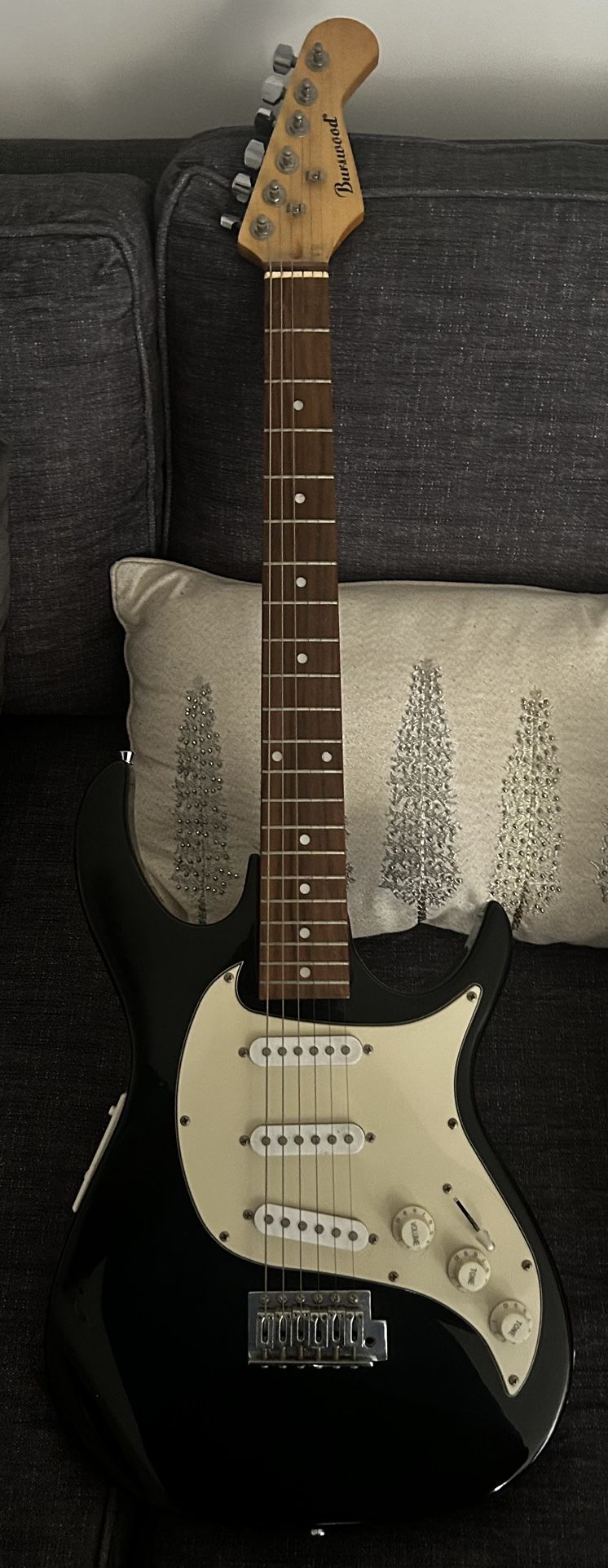 Burswood Black & White electric Guitar