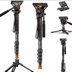 Professional Camera Monopod with Feet 73.2 inch Aluminum Portable Travel Video Monopod
