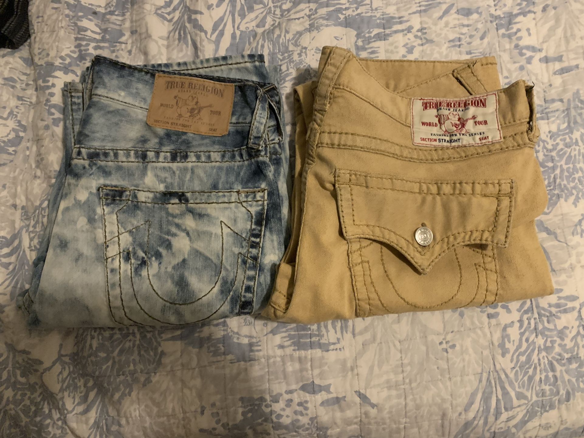 Tan true cheap religion jeans