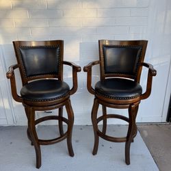 BRAND NEW!! Brown Real Wooden Swivel Bar Stools