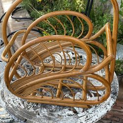 Mid Century Modern Rattan Magazine Rack, France, circa 1960’s beautiful patina 