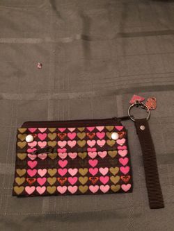 BROWN PINK & GREEN ROXY WALLET/WRISTLET