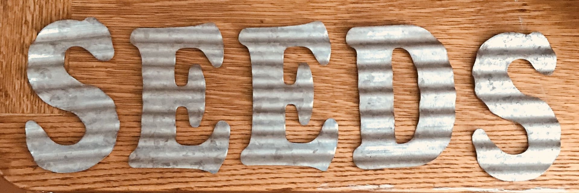 Galvanized metal “SEEDS” letters sign wall display decor garden potting shed