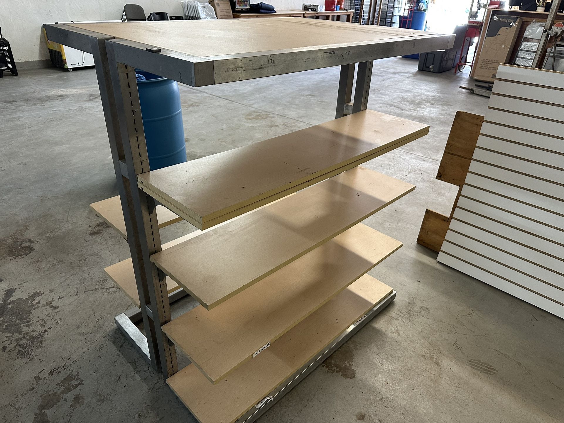 Metal Retail Displays With Wooden Shelves