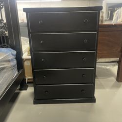 Black 5- Drawer Solid Wood Chest