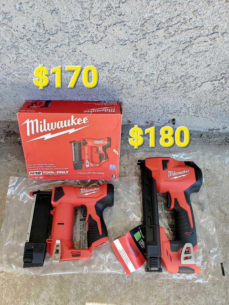 Milwaukee 23 Gauge Pin Nailer M12 $170 Milwaukee Cable Stapler M12 $180