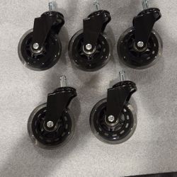 3" Rubber Casters Set of 5 For Office Chairs