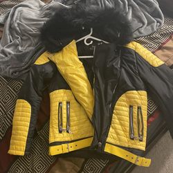 Black And Yellow Fur Coat