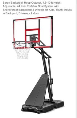 New Basketball Hoop 3.4-10FT 40Inch Shatterproof Backboard, Height Adjustable,