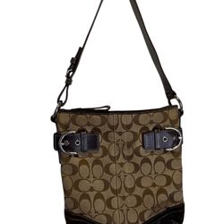 Coach Signature C Hobo Bag With Leather Trim & Adjustable Strap