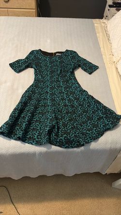 Teal and Black Floral Fit & Flare Dress