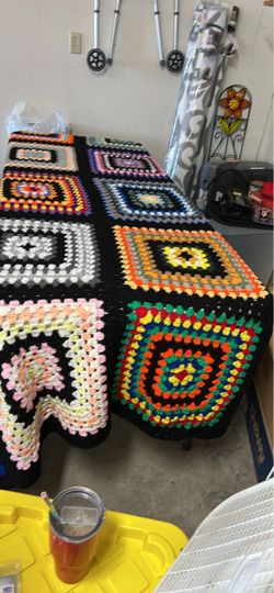 Homemade colorful crochet blanket