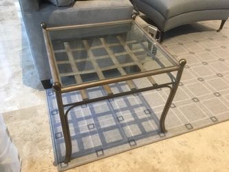 Square Glass End Table w/ Metal Frame