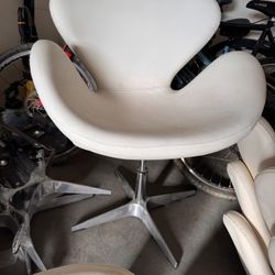 Faux White Leather Swivel Modern