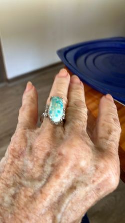 Turquoise Ring With Silver Band