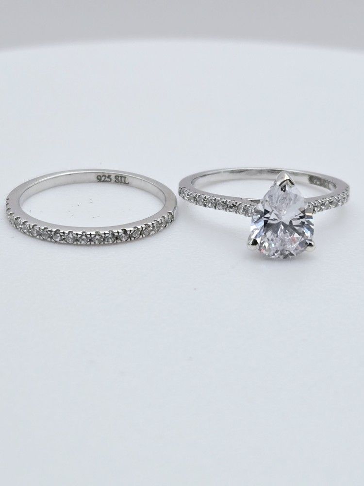 Ring Set For Couple Moissanite Rings, 925 Sterling Silver And Passes Diamond Tester