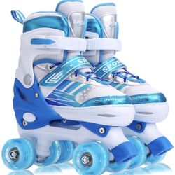 Roller Skates for Kids Girls Boys Beginners, 4 Size Adjustable Size with Light Up Wheels for Children