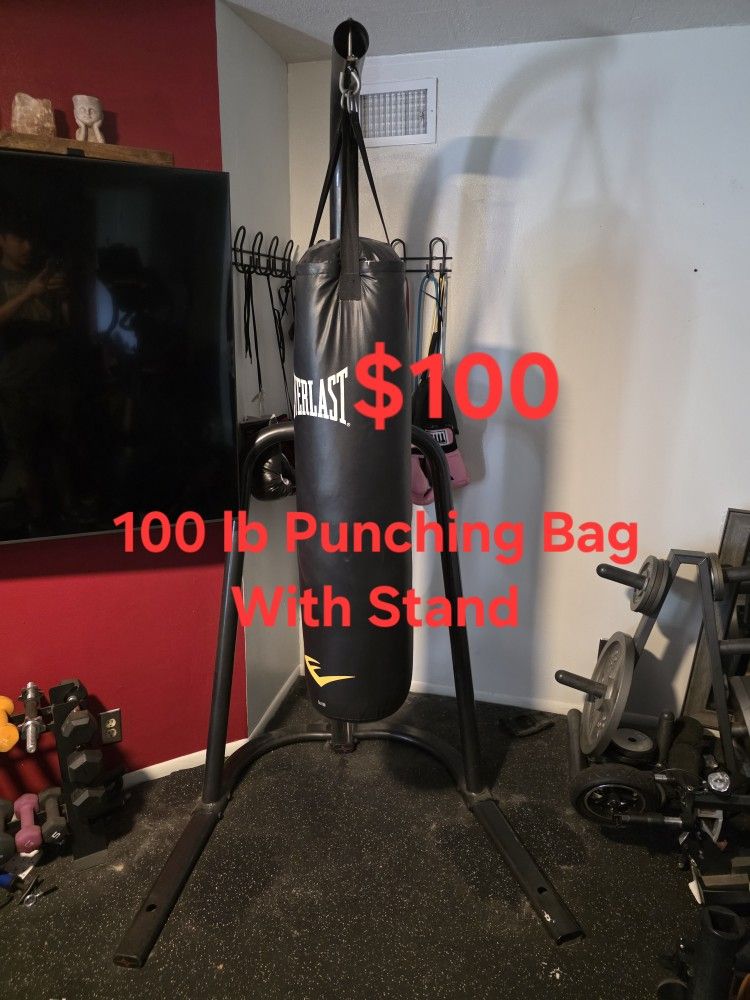 100 Lb Everlast Punching Bag With Stand