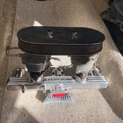 Chevy 6 Cylinder Offenhauser Dual Carb Manifold 
