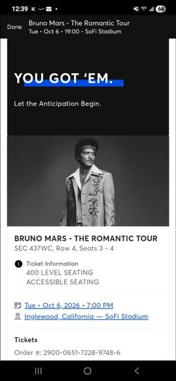 Bruno Mars tickets