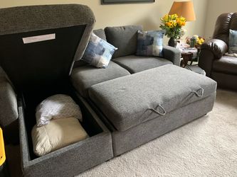 Gray Sectional Sofa with Storage Chaise
