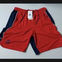 Under Armour Curry UNDRTD Splash Red Shorts NWT