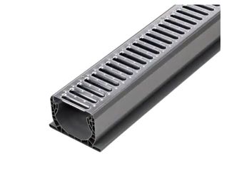 NDS 4 in. x 10 ft. PVC Speed-D Drainage Channel Drain with Metal Grate
