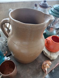 Large Antique Stoneware Pouring Pitcher