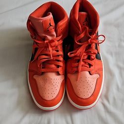 Jordan Air Jordan 1 Mid DM3381-600 Red Black Pink Leather Mid Top Sneakers