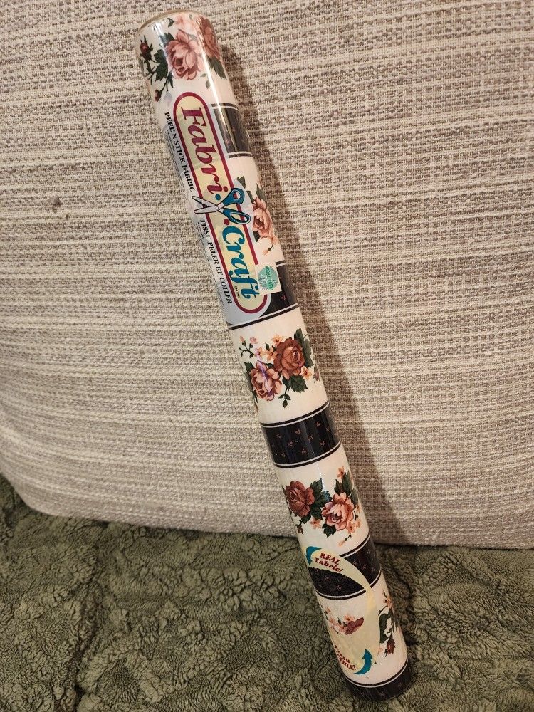 Vintage '90s  Fabric Craft Peel & Stick Rubbermaid Fabric (Rose Fever - Black Stripe)