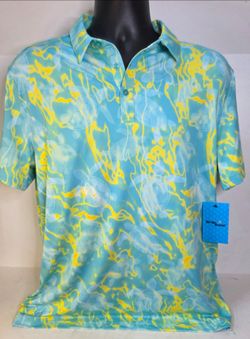 Birdie Bound Tropical Sea Turtle Golf Polo Mens Medium