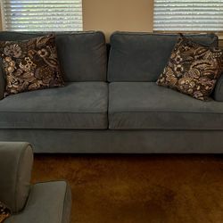Couch & Love Seat (like New) Slate Blue Color 