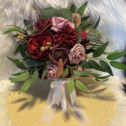 Large Bride Wedding Bouquet Or Quinccenita Bouquet, Silk Florals, FREE GIFT 