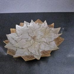 BRAND NEW 12in  RESIN ROBERT STANLEY POINSETTIA DECORATIVE PLATTER