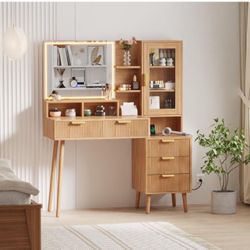 Makeup Vanity Desk with Lights & Power Outlet