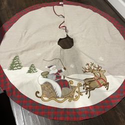 Christmas Tree Skirt with Santa Design